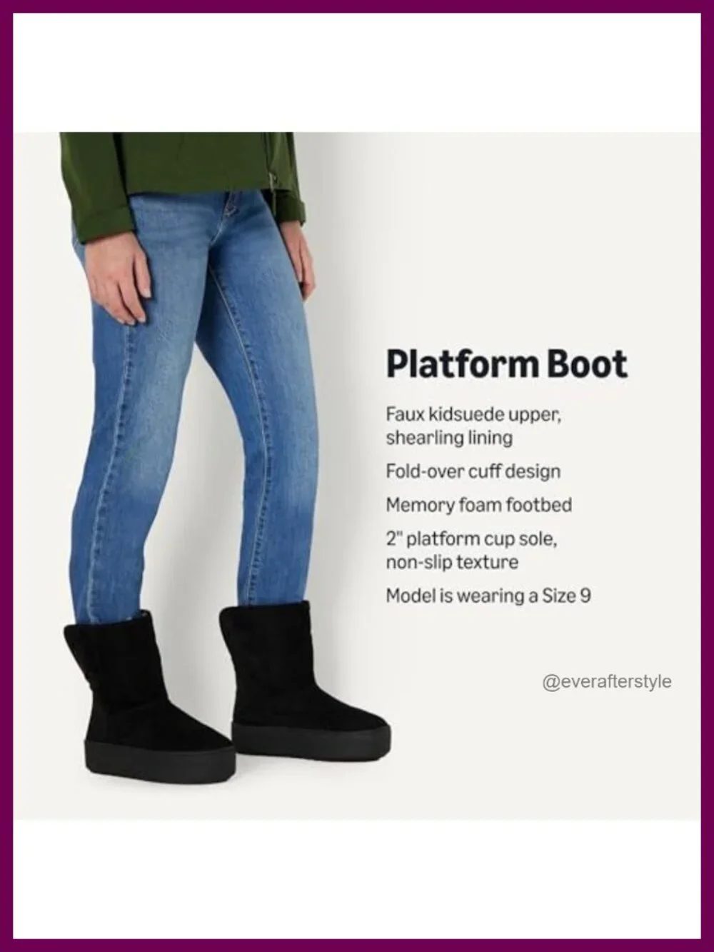 Faux Shearling Lined Platform Ankle Boots with Memory Foam